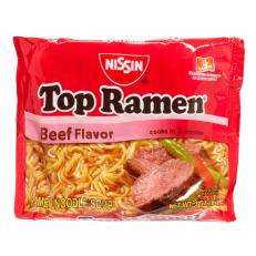 Nissin Top Ramen Beef Flavor Ramen Noodle Soup, 3 oz, 12 count