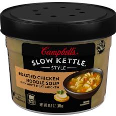 Campbell's Slow Kettle Style Roasted Chicken Noodle Soup with White Meat Chicken, 15.5 oz. Tub