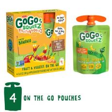 GoGo squeeZ Fruit & VeggieZ, Apple Yellow Carrot Banana, 3.2 Oz, 4 Ct