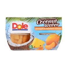 (4 Cups) Dole Pineapple and Mandarin Orange in Sweetened Coconut Water, 4oz Fruit Bowls