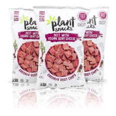 Plant Snacks Vegan Grain Free Beet with Vegan Goat Cheese Cassava Root Chips 5 oz Bags - Pack of 3