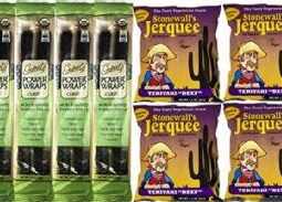 Gopal's Power Wraps Curry and Stonewall's Teriyaki Vegan Jerky 8 Pack Bundle Vegan Snack - Vegan Beef Jerky, Gluten Free, Non-GMO, (4 x 1.8 oz, 4 x 1.5 oz veggie jerky packs)